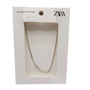 Zara 925 Sterling Silver Plated Box Chain Necklace